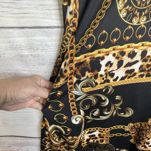 Yelete Womens Dress XL NWT Chain Link Printed A-line Old Money Luxury Maximalist - Picture 9 of 16